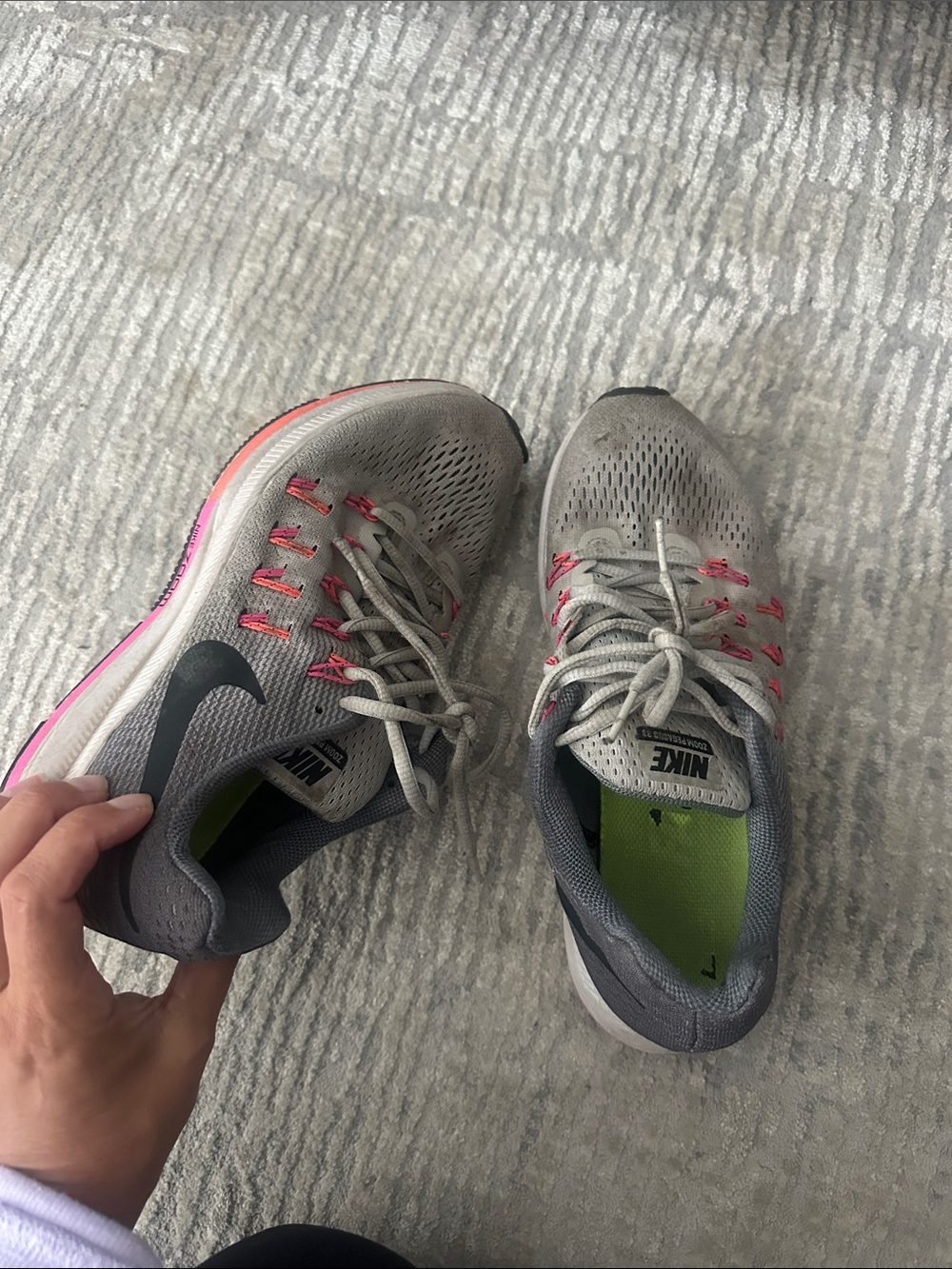 Nike Women’s Grey Running Sneakers with Pink Highlights